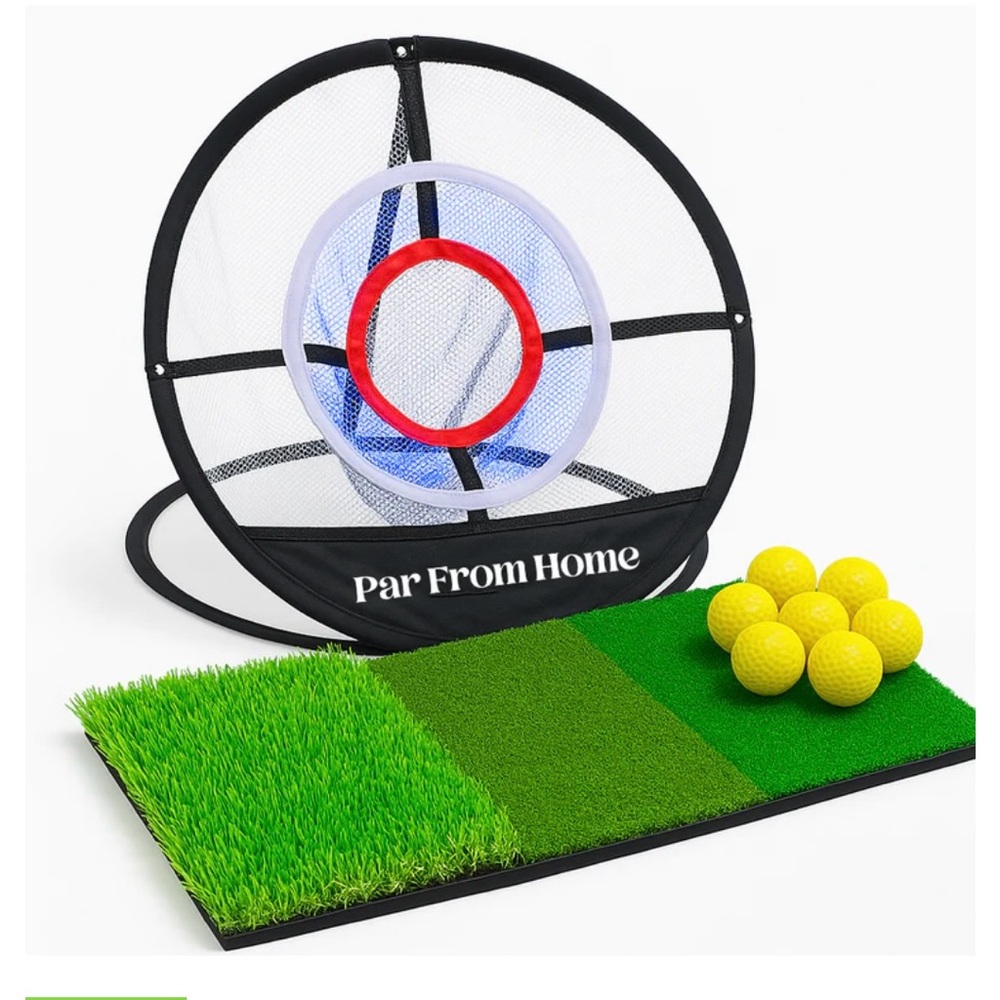Par from home Golf Chipping Net Set, turf pad, 12 premium balls, travel bag